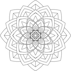 Fototapeta premium Easy Mandala coloring book simple and basic for beginners, seniors and children. Set of Mehndi flower pattern for Henna drawing and tattoo. Decoration in ethnic oriental, Indian style.