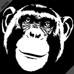 black and white linear paint draw monkey vector illustration art