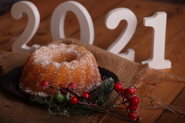 beautiful Christmas decoration with cake