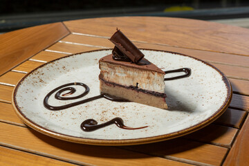 Chocolate cake served at the restaurant