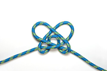 Alpine butterfly knot on a white background - step 1/3
