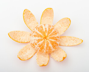 Fresh ripe orange fruits and orange slice isolated on the white background