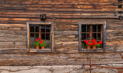 rustic windows in wooden back