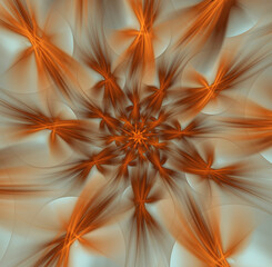 Orange spiral on a blue background. Abstract image. Fractal. 3D.
