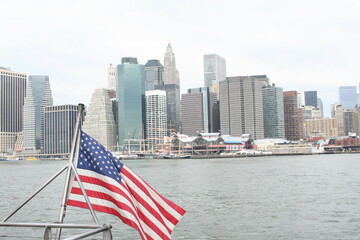 American Flag NYC skyline