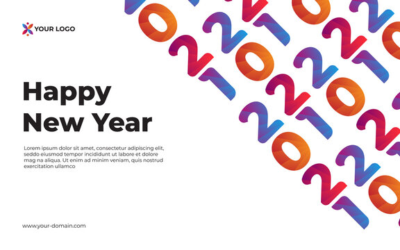 creative concept of 2021 happy new year banner. Design templates with typography logo 2021 for celebration and season decoration. Creative backgrounds for branding, banner, cover, card