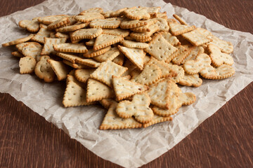 delicious dry cookies, biscuits, crackers with salt and dry herbs