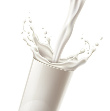 Vector realistic milk splash glass natural drink