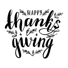 Happy thanksgiving day lettering badge