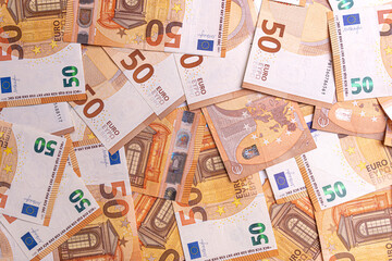 50 euro banknotes as background