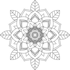 Easy Mandala coloring book simple and basic for beginners, seniors and children. Set of Mehndi flower pattern for Henna drawing and tattoo. Decoration in ethnic oriental, Indian style.