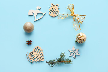 Beautiful Christmas composition on color background