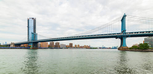 Manhattan Bridge panoramic view. New York City, USA.