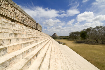 The Adivino pyramid or the pyramid of the Magician, Uxmal, Yucatan, Mexico, UNESCO World Heritage Site