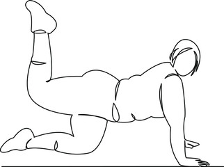 fat woman doing fitness swing legs