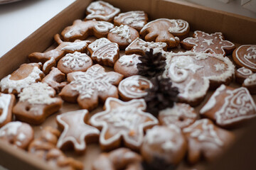 christmas gingerbread cookies in a box
