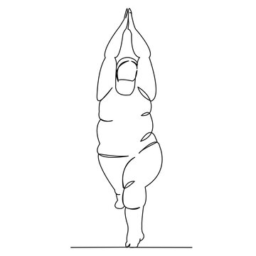 Fat Woman Doing Yoga Warrior Pose