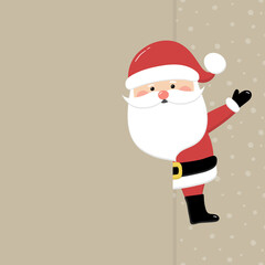 Santa Claus on empty background with snowflakes. Christmas decoration. Vector