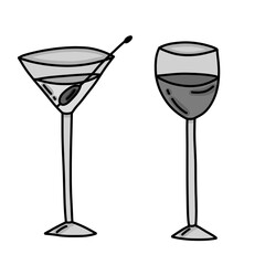 bright illustration of cocktails in glass glasses