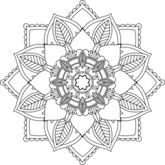 Easy Mandala coloring book simple and basic for beginners, seniors and children. Set of Mehndi flower pattern for Henna drawing and tattoo. Decoration in ethnic oriental, Indian style.