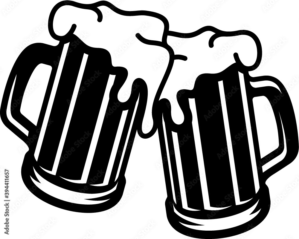 Wall mural vector illustration of the beer mugs toasting