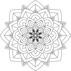 Easy Mandala coloring book simple and basic for beginners, seniors and children. Set of Mehndi flower pattern for Henna drawing and tattoo. Decoration in ethnic oriental, Indian style.