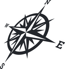 Vector illustration of the compass rose showing the four cardinal directions