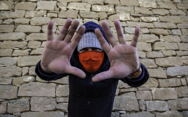 Young street gang with mask