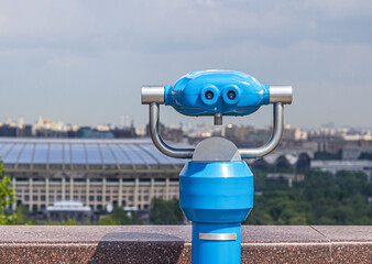 Sightseeing binocular for sightseeing, on the observation deck Vorobyovy Gory