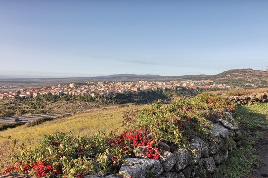 Panorama of Macomer city in Sardinia, Italy