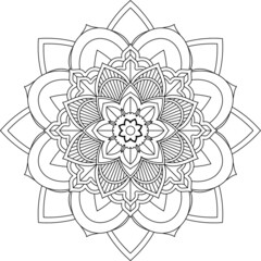 Easy Mandala coloring book simple and basic for beginners, seniors and children. Set of Mehndi flower pattern for Henna drawing and tattoo. Decoration in ethnic oriental, Indian style.