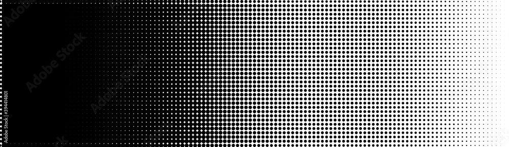 Poster Halftone in abstract style. Geometric retro banner vector texture. Modern print. White and black background. Light effect