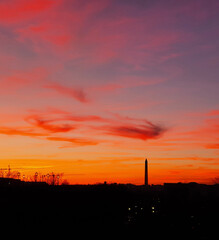 washington monument at sunset