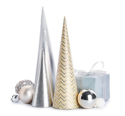 Beautiful Christmas decorations on white background