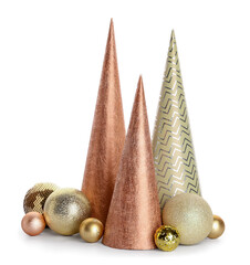 Beautiful Christmas decorations on white background