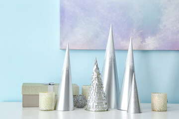 Beautiful Christmas decorations on table in room