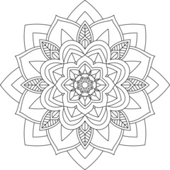 Easy Mandala coloring book simple and basic for beginners, seniors and children. Set of Mehndi flower pattern for Henna drawing and tattoo. Decoration in ethnic oriental, Indian style.