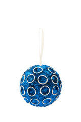 Christmas toy for the Christmas tree and new year, beautiful blue ball isolated on the white background.