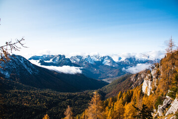 Panoramic view of the Dolomites during autumn Italy