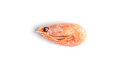 Shrimp in a wooden plate on a white background. High quality photo