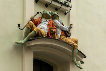 Portal with frogs in Bielsko-Biala, Poland, secession, small Vienna, architecture 