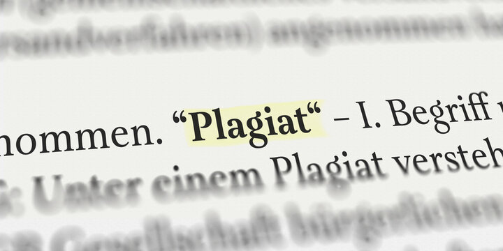 Plagiat im Buch mit Textmarker markiert