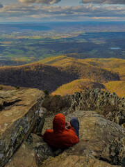 hiker in the mountains in fall