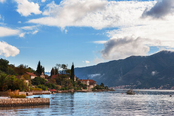 Fototapeta na wymiar The picturesque waterfront village of Ljuta on the Bay of Kotor, Montenegro