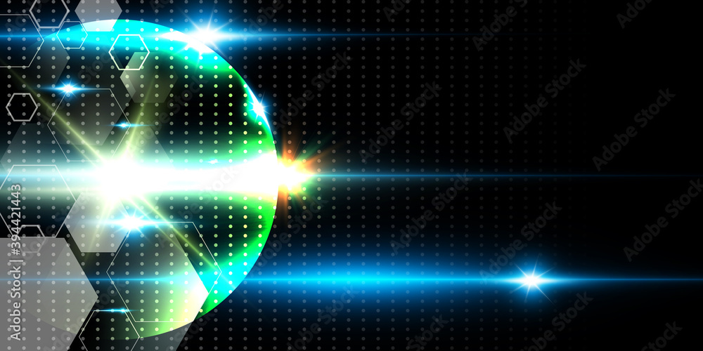 Poster beautiful technology wave background with blue light digital effect abstract concept.