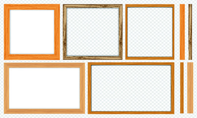 set of wooden  frames isolated