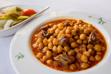 Turkish style chickpea meal with meat