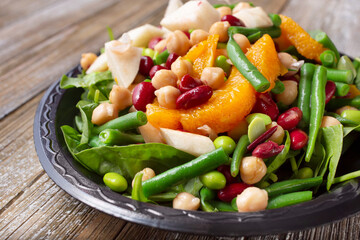 A view of a five bean salad on a plate.