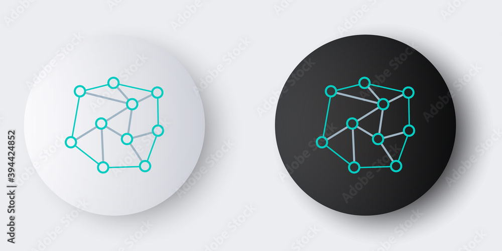 Poster line neural network icon isolated on grey background. artificial intelligence. colorful outline conc