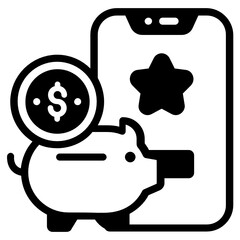 
Stars with smartphone, mobile rating icon
